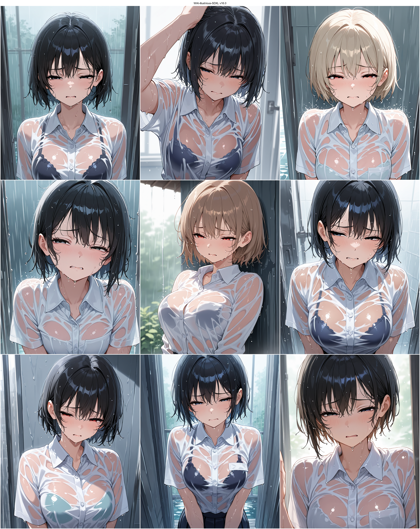 WAI-illustrious-SDXL v16.0 - 濡れているキャラクターを表現するプロンプト、画像生成結果:画像1