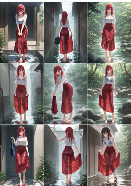 WAI-illustrious-SDXL v16.0 - 濡れているキャラクターを表現するプロンプト、画像生成結果:画像9