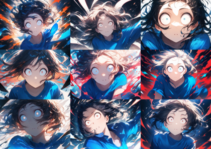 Animagine XL v4.0 opt - 目を見開いた表情、瞳が小さくなる描写のプロンプトと画像生成結果:画像1