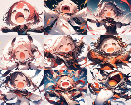 Animagine XL 4.0 opt - 大きく口を開いた表情のプロンプト、画像生成結果:画像25