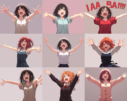 HakushiMix v1.3 - 大きく口を開いた表情のプロンプト、画像生成結果:画像23