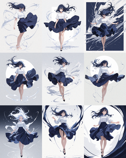 Noava Anime XL v10.0 - 風になびく服、髪を表現するプロンプト、画像生成結果:画像3