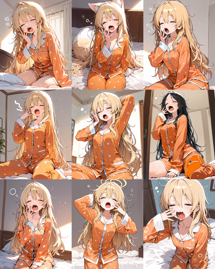 7th anime XL-IL B - あくびをしているキャラクターを表現するプロンプト、画像生成結果:画像4