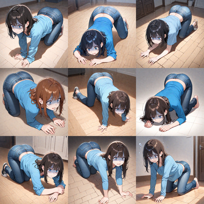 Nova Anime XL v7.0 - 四つん這いのポーズのプロンプト・画像生成結果:画像2