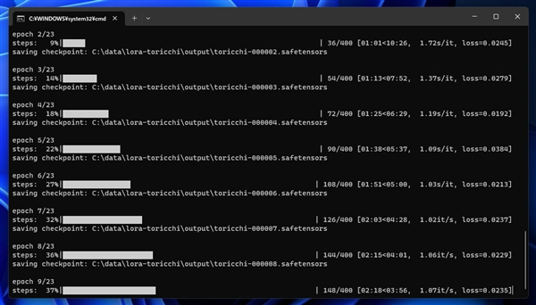 sd-scriptsで次のエポックの処理が始まるまでに時間がかかる:画像1