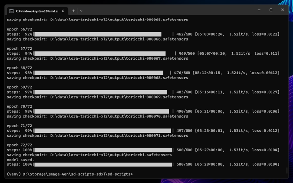 sd-scriptsの実行パラメーターをtomlファイルに記述する (--config_file オプションの利用):画像1