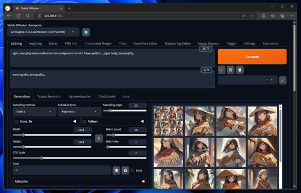 Stable Difusion Web UI で FreeU を利用する:画像1