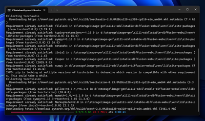 Stable Diffusion web UI A1111 の Torch (PyTorch) を2.8.0にxformersを0.0.32.post2 にアップデートする:画像3
