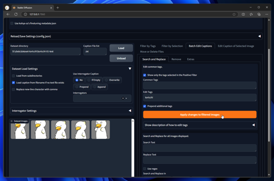 Dataset Tag Editor ですべての画像にタグを追加する:画像11