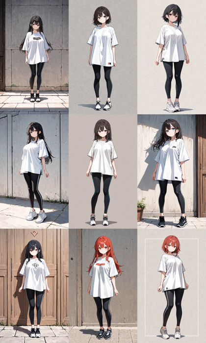 Nova Anime XL v7.0 - 丈の長い (膝上程度の丈の) Tシャツのプロンプト:画像9