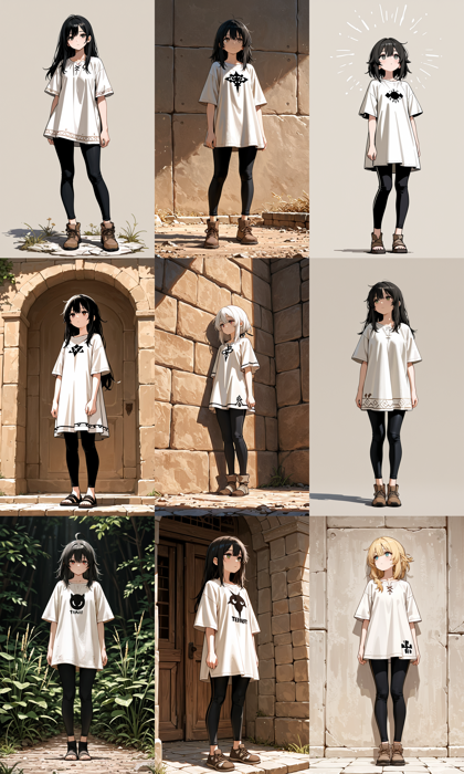 Plant Milk Walnut - 丈の長い (膝上程度の丈の) Tシャツのプロンプト:画像5
