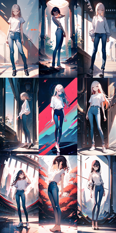 Animagine XL v4.0 opt - 細身の体形のキャラクターを出力するプロンプト:画像1