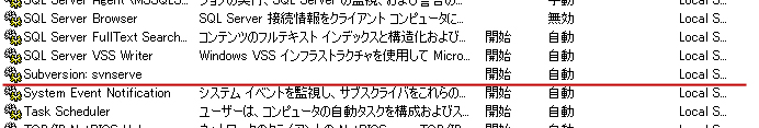 Subversionの初期設定 - svnserve と SVNserviceの設定:画像1