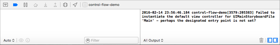Failed to instantiate the default view controller for (ストーリーボードファイル名) '(クラス名)' エラーが表示され、画面が表示されない:画像1