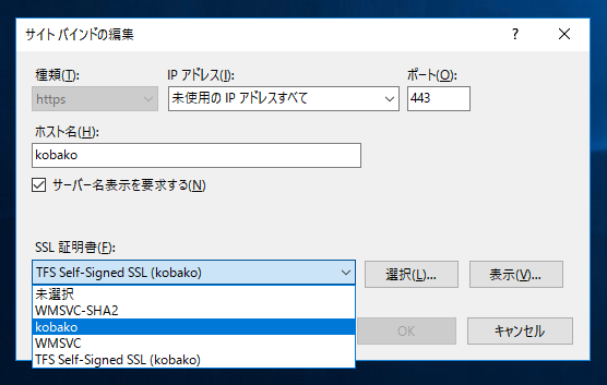 Team Foundation Server のアプリケーションWebサイトの SSL証明書を変更する:画像23