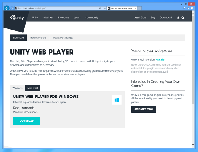 Unity Web Player のインストール:画像2