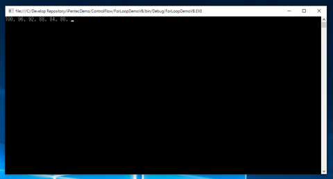 Visual Basic : For文による繰り返し処理のコードと実行結果:画像2