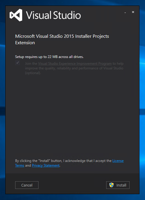 Microsoft Visual Studio 2015 Installer Projects をインストールする:画像5