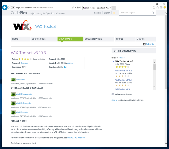 WiX Toolset (Visual Studio 2015) のインストール:画像4