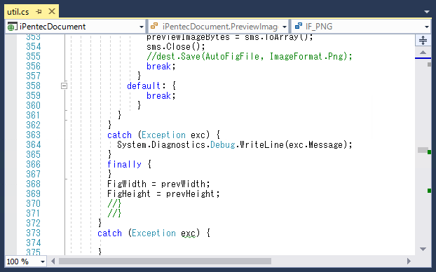 Visual Studio 2017 で縦スクロールバーにドキュメントのプレビューが表示される動作を無効にしたい - 従来のスクロールバー表示に戻したい:画像2