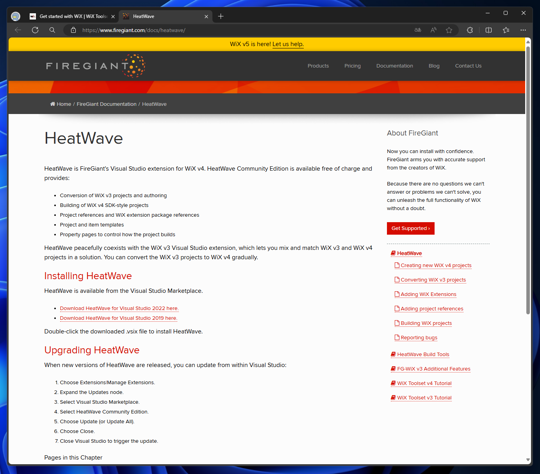 WiX Toolset v4 (HeatWave for Visual Studio) のインストール:画像4