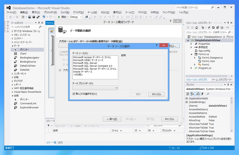Windows Form のデータソース (DataSource)を作成する:画像4