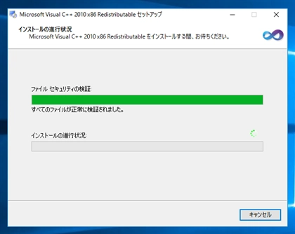 Visual Studio 2010 Visual C++ 再頒布可能パッケージ のインストール:画像6