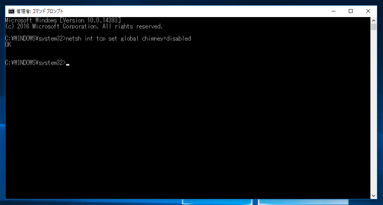 TCP Chimney Offload の有効・無効を切り替える:画像2
