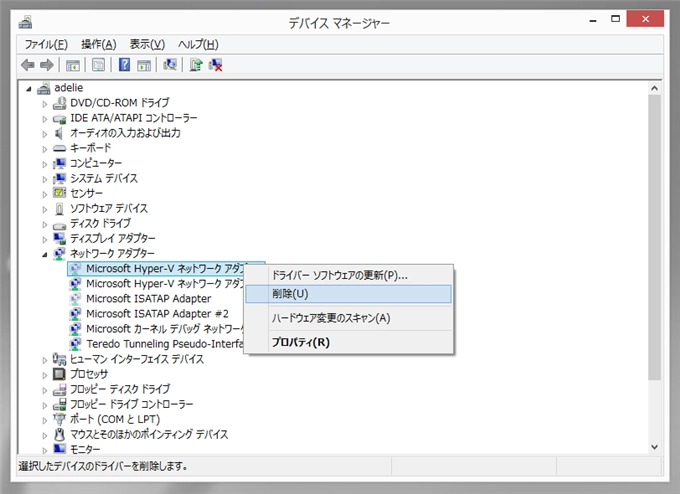未使用のネットワークカードを削除する:画像7