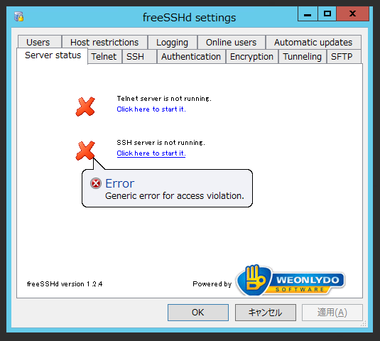 FreeSSHd の初期設定:画像7