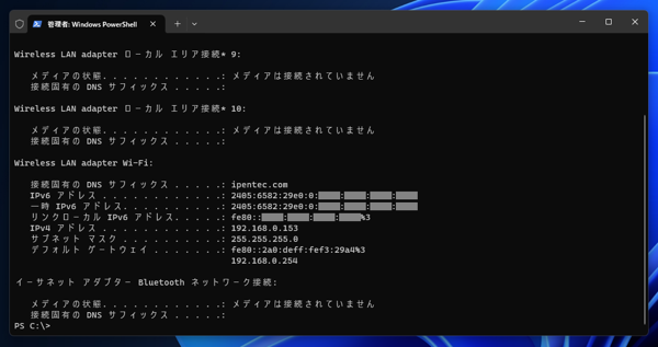 コマンドでIPアドレスを確認する方法:画像5