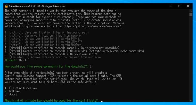 win-acme を利用してワイルドカード証明書を取得する:画像9