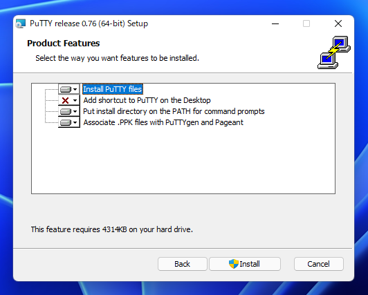 PuTTY のインストール:画像7