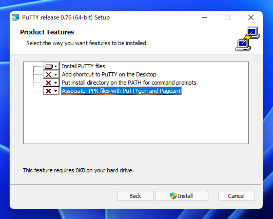 PuTTY のインストール:画像8