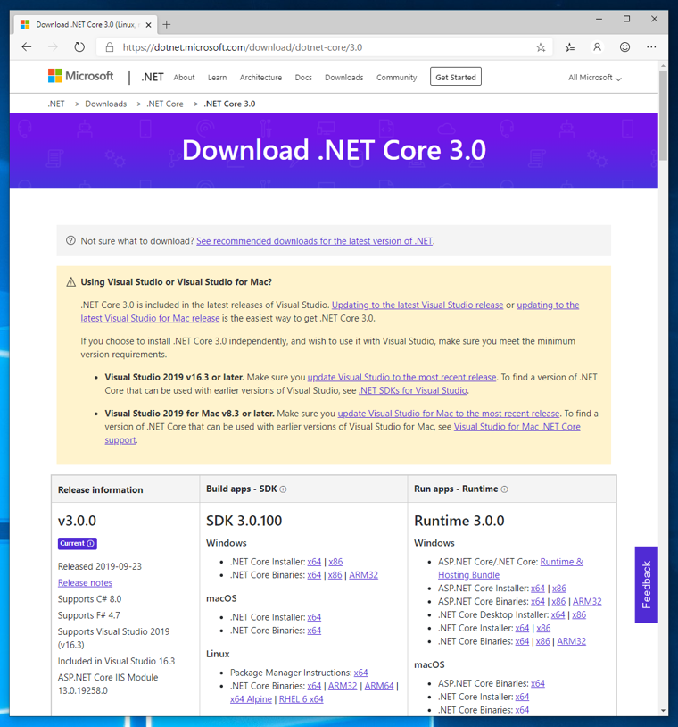 .NET Core SDK 3.0 をインストールする:画像1
