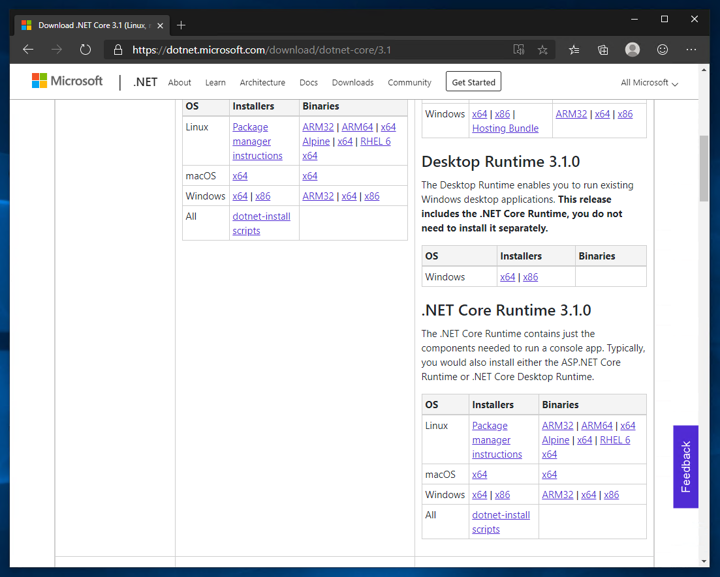 .NET Core Runtime 3.1 をインストールする:画像4