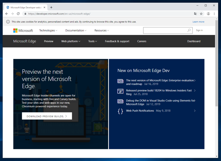 Microsoft Edge Dev Preview (新 Microsoft Edge 開発版 ) をインストールする:画像1