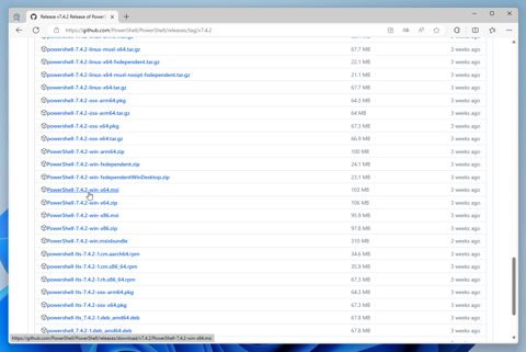 PowerShell 7 をインストールする - PowerShell ウィンドウで「新機能と改善のために最新の PowerShell をインストールしてください! https://aka.ms/PSWindows」が表示される:画像6