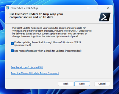 PowerShell 7 をインストールする - PowerShell ウィンドウで「新機能と改善のために最新の PowerShell をインストールしてください! https://aka.ms/PSWindows」が表示される:画像11