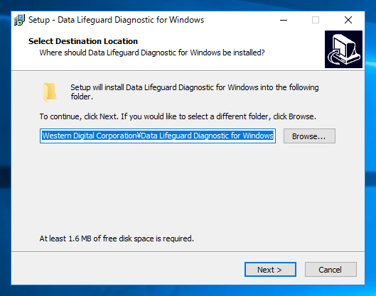 Western Digital Data Lifeguard Diagnostic for Windows をインストールする:画像6