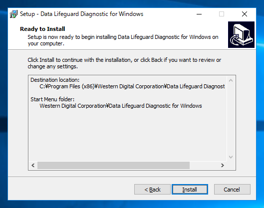 Western Digital Data Lifeguard Diagnostic for Windows をインストールする:画像9