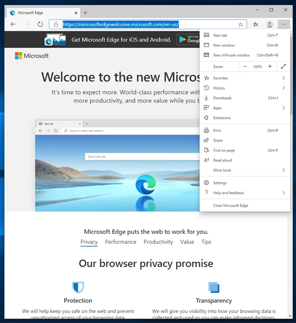 Microsoft Edge のUIの表示を日本語に変更する:画像1