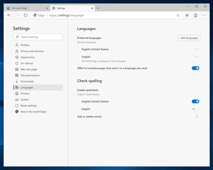 Microsoft Edge のUIの表示を日本語に変更する:画像5