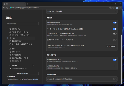 Microsoft Edgeで画面分割表示の機能を無効にする:画像6