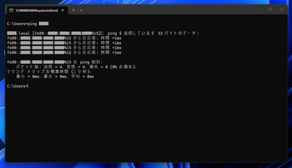 IPv4 IPv6 を指定してPingする:画像1