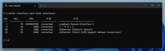 コマンドプロンプト(コマンドライン)で IPアドレスを設定する (netsh コマンドを利用):画像1
