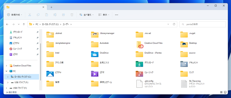 隠しファイルを表示しない場合 - エクスプローラーで隠しファイル、隠しフォルダを表示できるようにする:画像7