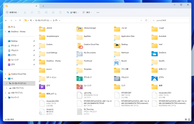 隠しファイルを表示した場合 - エクスプローラーで隠しファイル、隠しフォルダを表示できるようにする:画像8