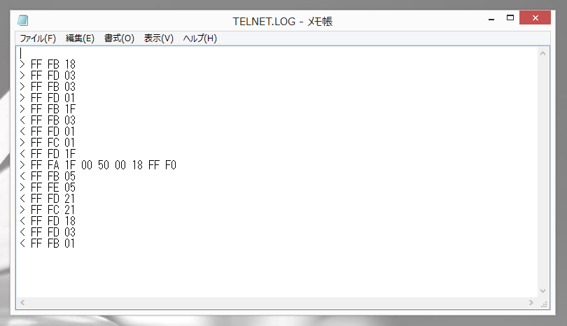TeraTerm Pro を利用してネゴシエーションオプションの通信内容を調べる:画像4