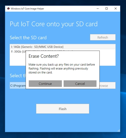 Windows 10 IoT Core for Raspberry Pi 2 のSDカード(Micro SD)メディアを作成する:画像6